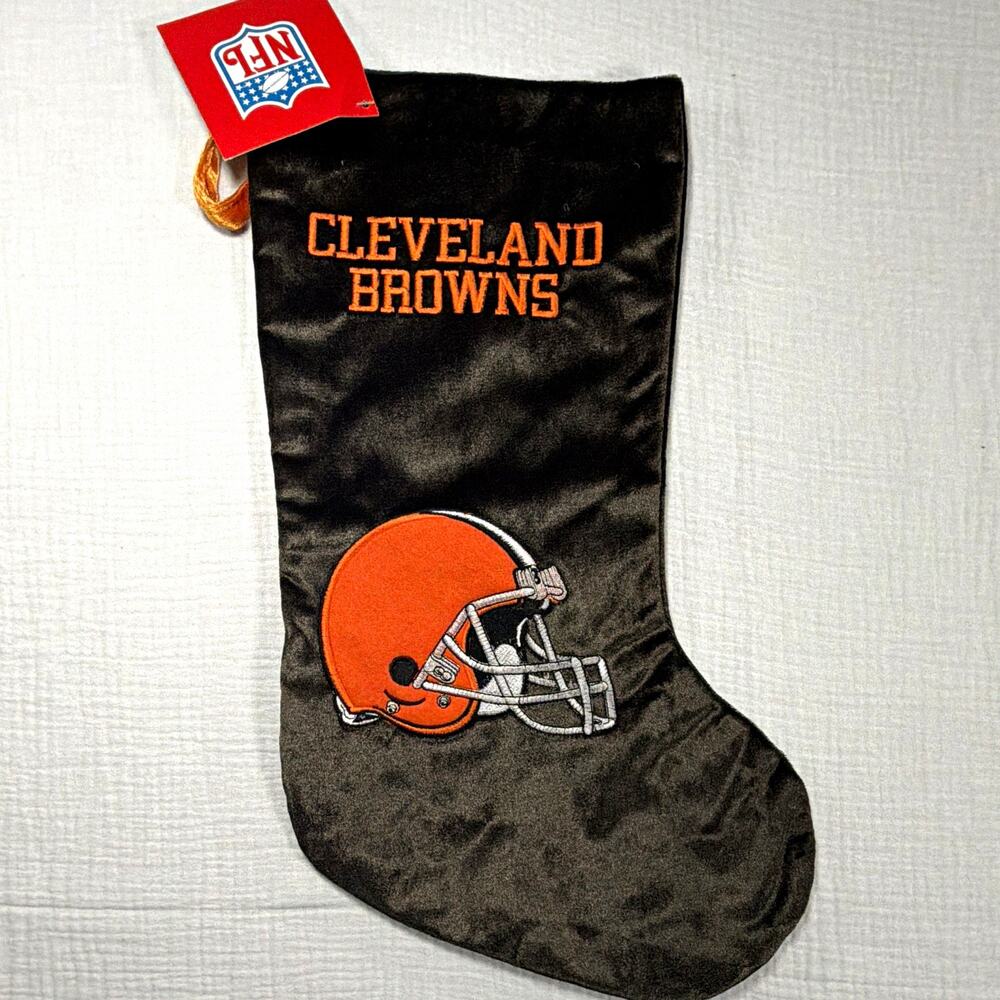 Vintage Cleveland Browns NFL Christmas Stocking Helmet Logo Brown